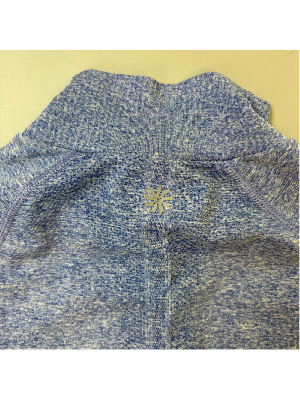 Athleta Top XS Blue White Quarter Zip Long Sleeve Running Athleisure Sporty Mint - Picture 13 of 14